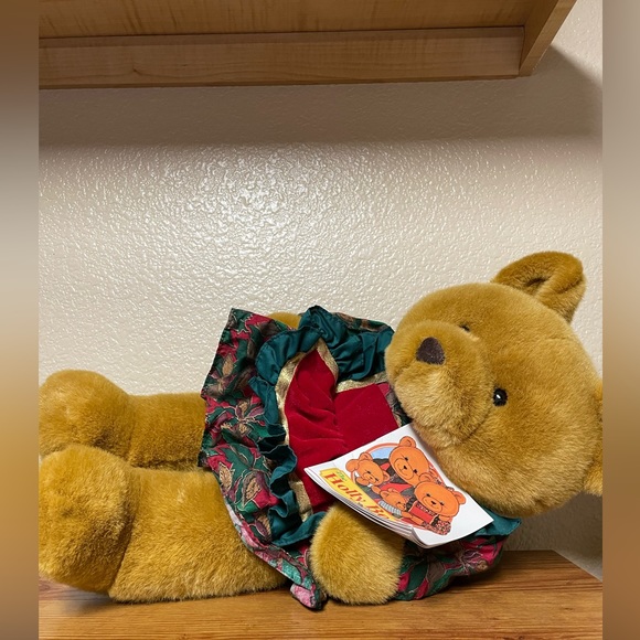 1992 bear Commonwealth  Plush Bear in Christmas Dress includes a book 19” Tall - Picture 6 of 7